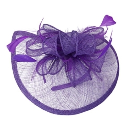 Aliceband Hut Fascinator Garn Feder Brauthut Haarreif Haarband Lila -