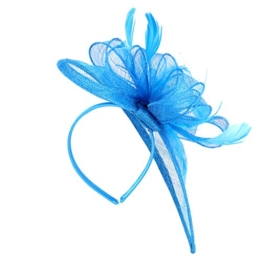 Aliceband Hut Fascinator Garn Feder Brauthut Haarreif Haarband Blau -