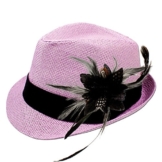 Alpenflüstern Damen Strohhut Trachtenhut rosa mit Feder-Clip ADV03100000 schwarz -