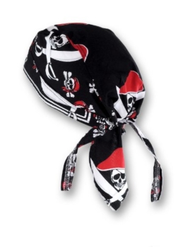 Bandana Cap Kopftuch Pirat Skull Schwarz Rot -