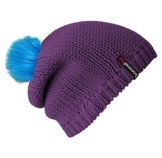 bommelME "Beanie No.1" Bommelmütze mit Wechsel Fellbommel, Strickmütze aus Merino Wolle mit abnehmbarem Bommel, Mütze: Lila / Bommel: Fell Neonblau -