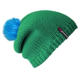 bommelME "Beanie No.1" Bommelmütze mit Wechsel Fellbommel, Strickmütze aus Merino Wolle mit abnehmbarem Bommel, Mütze: Smaragd / Bommel: Fell Neonblau -