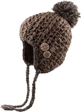 Bommelmütze Rebecca - handgemachte Damenmütze mit Fleece innen - Skimütze Bommelmütze mit Ohrenschützern Snowboardmütze Wintersport - handmade (braun) -