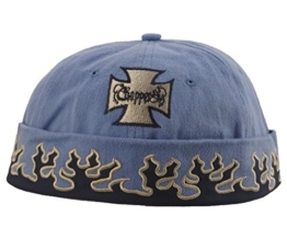 Cap COCO-Caps - ChillOuts blau mit schwarzen Flammen & Chopperkreuz -