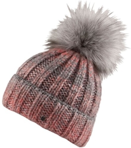 Chillouts Indra Hat Mütze grau meliert lila rot pink Bommel (Rot) -