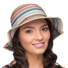 Damen Bunte Schmalen Rand Schleifgeflochten Sommer Buckethut (Bunt) -