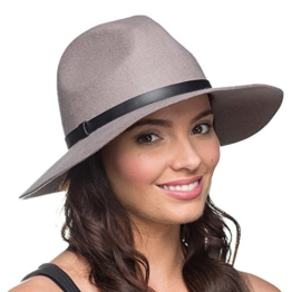 Damen Felicity Stylistische Wolle und Filz Fedora Sommerhut (Grau) -