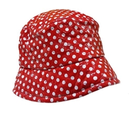 Damen Madchen Muster Gesteppter Regenhut Rot Polka Dot -