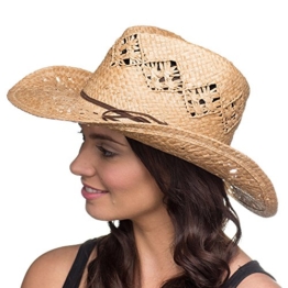 Damen Sommer Gemusterte Cowboy Hut mit Geflochten Trimm (Natural) -