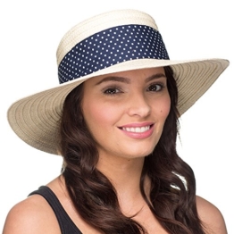 Damen Sommer Sonnen Boater Hut mit Stylistischen Schalentrimm (Navy) -