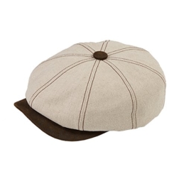 Dasmarca Lucca Natural Unisex Summer Linen Bakerboy Newsboy Cap - L -