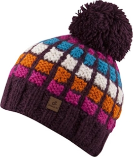 DAVID Bommelmütze - handmade in Nepal Beanie Strickmütze Mütze Wintermütze Beanie Herren Damen (plum/orange) -