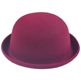 DELEY Damen Mädchen Filz Hut Wolle Hipster Retro Billycock Derby Bowler Mütze Hats Dunkelrot -