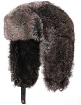 Distressed Fake Furhat Fellmütze Chapka Fell Wintermütze grau -