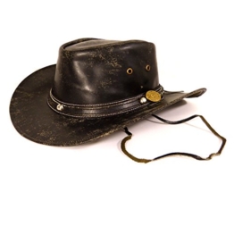 Echt Leder Cowboyhut Westernhut - Buff Antique Split (XL, Schwarz antik) -