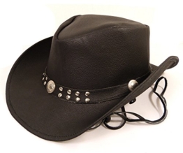 Echt Leder Cowboyhut Westernhut Schwarz - Mild Split Leather (L, Schwarz) -
