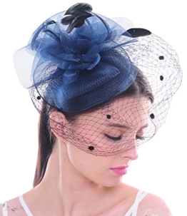 Elegante Blumen Polka Punkt Mesh- Netz Schleier Feder Fascinator Haar Klipp Hut Hochzeit Cocktail -