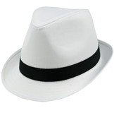 EveryHead Damenfedora Fedora Trilby Stoffhut Sommerhut Sonnenhut Partyhut Urlaubshut Strandhut Modehut für Frauen (EH-CB-LS-630-S17-DA4-WHI-L/XL) in White, Größe L/XL inkl. EveryHead-Hutfibel -