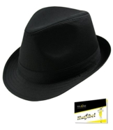 EveryHead Herrenfedora Fedora Trilby Stoffhut Sommerhut Sonnenhut Partyhut Urlaubshut Strandhut Modehut für Männer (EH-CB-LS-630-S17-HE1-BLA-S/M) in Black, Größe S/M inkl. EveryHead-Hutfibel -