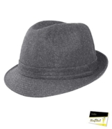 Fiebig Damenstoffhut Stoffhut Wollhut Fedora Trilby Herbsthut Winterhut Partyhut Modehut Tuch mit Futter für Frauen (FI-12020-W16-DA1-88-61) in Anthrazit, Größe 61 inkl. EveryHead-Hutfibel -