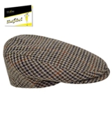 Fiebig Herrenflatcap Flatcap Schiebermütze Schirmmütze Gatsby Wintermütze Sportmütze Golfermütze kariert für Männer (FI-42393-W16-HE1-82-54) in Braun, Größe 54 inkl. EveryHead-Hutfibel -