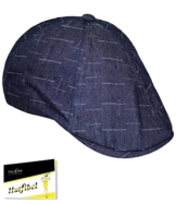 Fiebig Herrenflatcap Flatcap Schiebermütze Golfermütze Schildmütze Sportmütze Sommermütze Schirmmütze gemustert Männer (FI-41174-S17-HE0-25-56) in Jeansblau, Größe 56 inkl. EveryHead-Hutfibel -