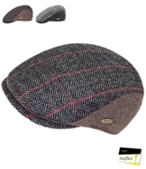 Fiebig Herrenflatcap Flatcap Schiebermütze Gatsby Schirmmütze Wintermütze Sportmütze kariert seitlich uni für Männer (FI-42167-W16-HE0-82-59) in Braun, Größe 59 inkl. EveryHead-Hutfibel -