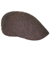 Fiebig Herrenflatcap Flatcap Schiebermütze Schirmmütze Golfermütze Gatsby Wintermütze mit Fischgrätmuster für Männer (FI-42123-W16-HE1-82-L) in Braun, Größe L inkl. EveryHead-Hutfibel -