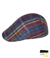 Fiebig Herrenflatcap Flatcap Schiebermütze Gatsby Schirmmütze Sportmütze Golfmütze kariert aus Shetlandwolle für Männer (FI-42172-W16-HE0-111-61) in Marine, Größe 61 inkl. EveryHead-Hutfibel -