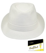 Fiebig Herrenstoffhut Stoffhut Ferora Trilby Sommerhut Sonnenhut Urlaubshut Strandhut Partyhut Modehut Hut uni für Männer (FI-11110-S17-HE0-2-56) in Natur, Größe 56 inkl. EveryHead-Hutfibel -