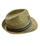 Fiebig klassischer Strohhut Erntehut Gärtnerhut Sommerhut Trilbyform Sonnenhut mit Band für Jungen Kinder unisex (FI-16010-S16-JU5-111-54) in Natur, Größe 54 inkl. EveryHead-Hutfibel -