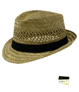 Fiebig Strohtrilby Strohhut Herrenstrohhut Herrenhut Sommerhut Sonnenhut Partyhut Trilbyform Männer unisex (FI-595048-S16-HE0-111-61) in Natur, Größe 61 inkl. EveryHead-Hutfibel -