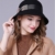 Frauen Mädchen Modisch Herbst Winter Retro Schleife Melone Bucket Hat Filzhut Schwarz - 