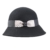 Frauen Mädchen Modisch Herbst Winter Retro Schleife Melone Bucket Hat Filzhut Schwarz -