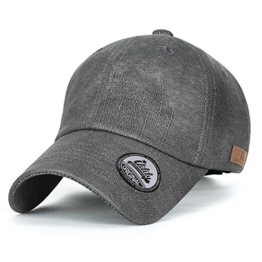 ililily leicht künstliches Leder klassischer Stil Trucker Cap Hut Kettverschnuss Schlaufe Baseball Cap , Grey -