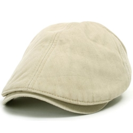 ililily Schirmmütze: auch Flat Cap genannt, besteht aus gewaschener Baumwolle, Cabbie (Chauffeurmütze), Gatsby/Ivy Stil, irische Golfermütze, Schiebermütze (One Size, Sand Beige) -