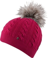 Jutta- HAT leichte Strickmütze mit farbig abgesetzter Pom Pom einfarbige Strickmütze Mütze Wintermütze Bommelmütze , Pom Pom ( (pink) -