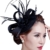 Kapmore Frauen Sinamay Fascinator Hut Feder Partei Pillbox Hut Flower Derby Hut (One Size, Black 1) -