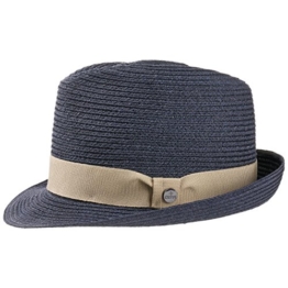 Lierys Lavito Trilby Hanfhut Hut Strohhut Strandhut Sommerhut Sonnenhut für Damen Herren Hanfhut Sommerhut mit Ripsband Frühjahr Sommer (L/58-59 - dunkelblau) -