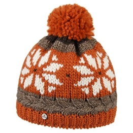 Lierys Snowflake Pudelmütze für Damen Herren Wintermütze Skimütze mit Futter, mit Futter, mit Futter Herbst Winter (One Size - orange) -