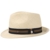 Lierys Sportive Trilby Panamahut Hut Panamatrohhut Strohhut Fedora Strandhut Sommerhut Sonnenhut für Damen Herren Panamahut Fedora mit Einfass Frühjahr Sommer (S/55-56 - natur-dunkelblau) -