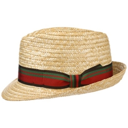 Lierys Taluco Trilby Strohhut Sonnenhut Strandhut Hut Sommerhut Fedora für Damen Herren Strandhut Sonnenhut mit Ripsband, mit Einfass Frühjahr Sommer (58 cm - rot) -