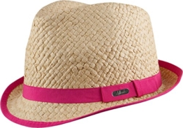LISBOA HAT - moderner Trilby Hut aus knautschfähigen Papierstroh in 3 Farben - Top Qualität (natur/neon pink) -