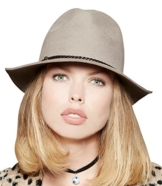 Loevenich Damen Filz Fedora Filz-Hut mit modischem Flechtband, Farbe: Beige -