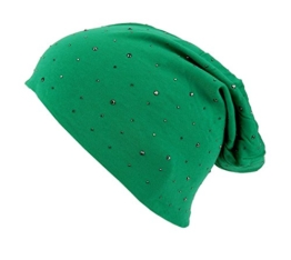 Long Beanie von Ella Jonte im hippen Oversize-Look grün mit silber geschwärzten Nieten Baumwolle -