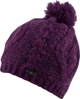 LOUIS - leichte Strickmütze mit Bommel einfarbig mit Fleece Damen Bommelmütze (dark berry) -