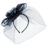 McBURN Sinamay Fascinator mit Schleier Haarschmuck Anlasshut Haarreif für Damen Anlasshut Winter Sommer (One Size - blau) -