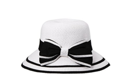 Miuno® Damen Sonnenhut Partyhut Stroh Hut Schleife H51050 (weiß/schwarz) -