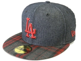 NEW ERA Baseball Cap 59FIFTY LA Dodgers Plaid Denim black scarlet Gr. 7 -