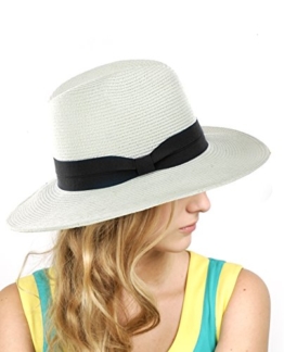 NYfashion101 Leichter mit solidem Farbenband umspannter Panama Fedora Sonnenhut -